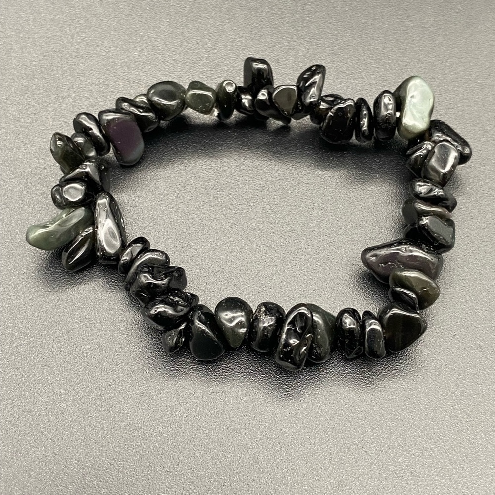 Item 145 Elegant Rainbow Obsidian Beaded Stretch Bracelet
